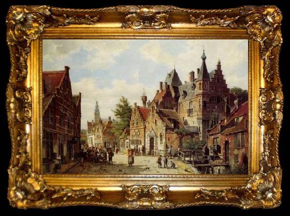 framed  unknow artist European city landscape, street landsacpe, construction, frontstore, building and architecture. 306, ta009-2
